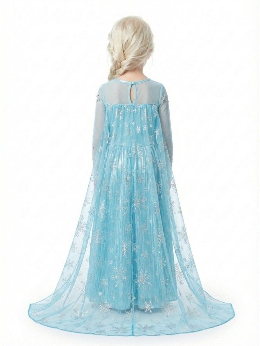 Girls Elsa Inspired Blue Sequin Princess Dress with Cape - Picture 2 of 2